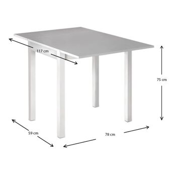 Table Extensible CHLARICE Blanc 59x78x75 - 117x78x75cm 5