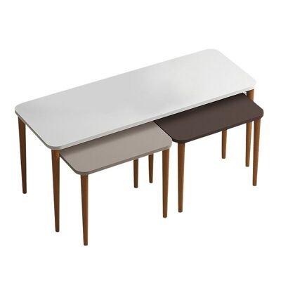 Coffee Table Set LINDA White - Cappuccino - Brown 3 pieces