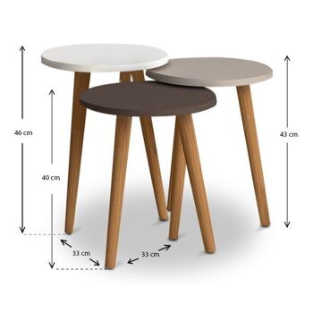 Ensemble de Tables Basses CHIARA Blanc - Cappuccino - Marron 3 pièces 3