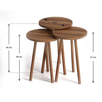 Ensemble de table basse TINA noyer 3 pièces 3