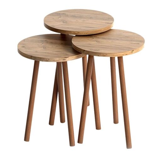 Coffee Table Set TINA Pine Oak 3 pieces