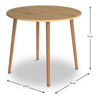Table à manger RONDE chêne 92x92x75cm 3