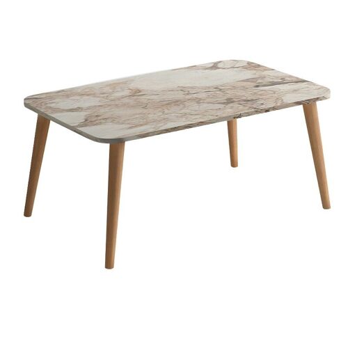 Coffee Table LUISE Beige Marble Effect