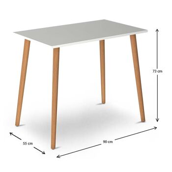 Table à manger TORA Blanc 90x55x75cm 3