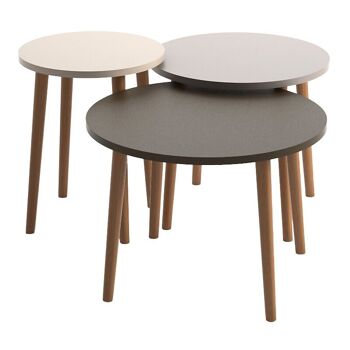 Ensemble de Tables Basses CASSANDRA Crème - Cappuccino - Marron 3 pièces 1