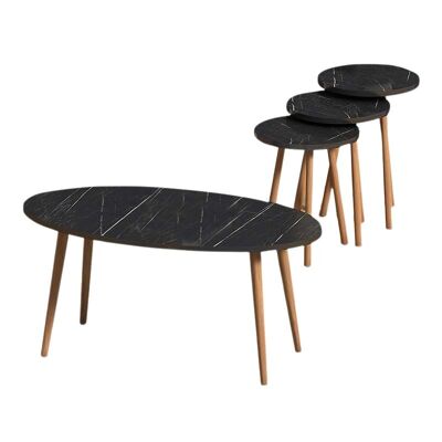 Set tavolino + tavolino GOTI effetto marmo nero 90x50x41 cm 4 pezzi