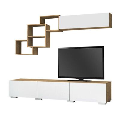TV Furniture Set LOUIS White - Sonoma 210x35x38cm