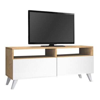 Meuble TV CEZAR Sonoma - Blanc 120x35x50cm