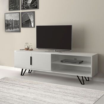 Meuble TV AMINA Blanc 160x35x49cm 2