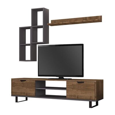 TV Stand CARRIBIC Walnut - Grey 160x35x40cm