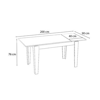 Table à manger extensible AMPFORA Retro Gris 160/200x90x76cm 5