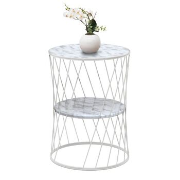 Table basse MELISSA Blanc - Effet Marbre Blanc 32x32x44cm 1