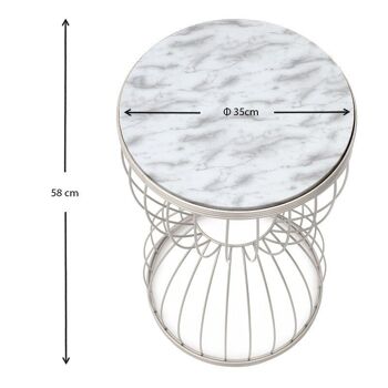 Table basse PERLA effet marbre blanc 4