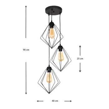 Lampe suspendue BOSFOR Noir 21x21x70cm 3