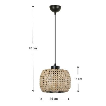 Lampe à suspension en rotin Ε27 ANDORRA Naturel 3