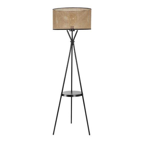 Floor Lamp CLARISSE metal/rattan Black - Natural