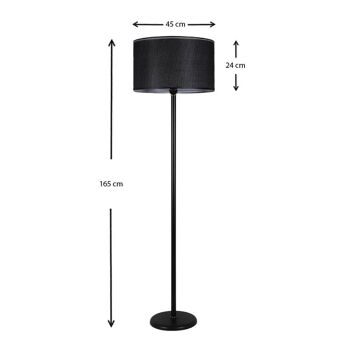 Lampadaire ANDREW métal/tissu PVC Noir 3