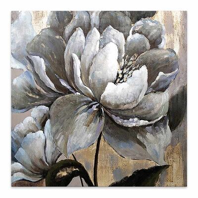 Peinture sur Toile Blanc MAGNOLIA impression numérique 50x50x3cm