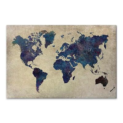 Painting on Canvas WORLD IN Blue digital printing 75x50x3cm