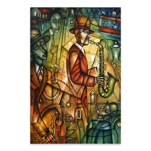 Painting on Canvas STREET MUSICIAN digital printing 50x75x3cm