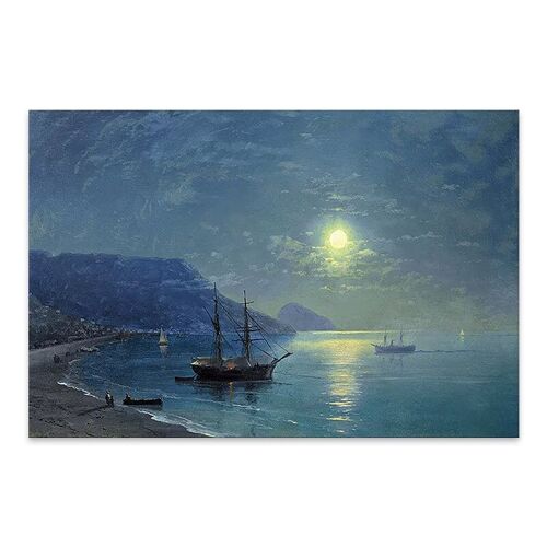 Painting on Canvas PORT AT NIGHT digital printing 60x40x3cm