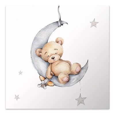 Quadro su Tela SLEEPING TEDDY BEAR stampa digitale 40x40x3cm