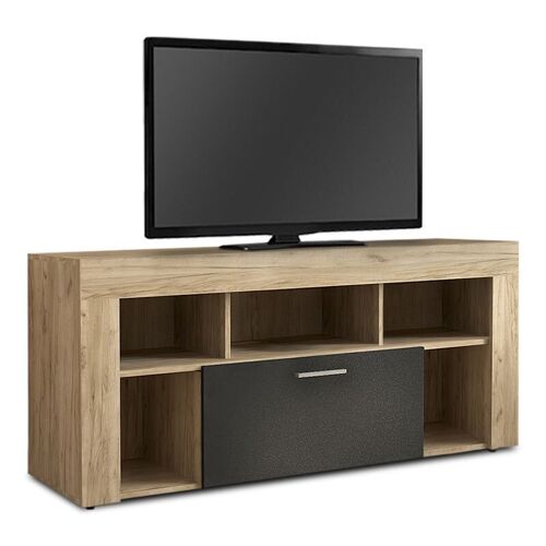 TV Stand SILESIA Grey Oak - Anthracite 135x42x60cm