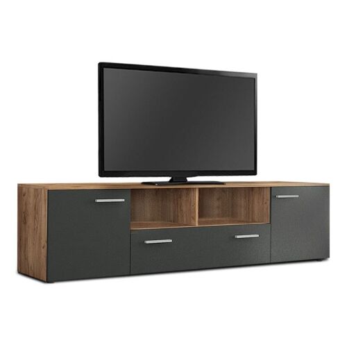 TV Stand TIBET Light Walnut - Anthracite 180x41x45cm