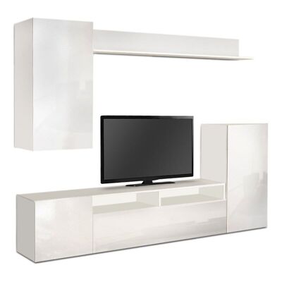 Conjunto Mueble TV PERI Blanco - Blanco Brillo 210x37x170cm