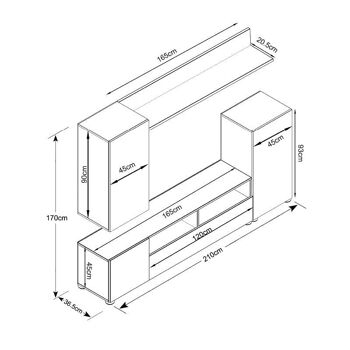 Ensemble Meuble TV PERI Blanc - Blanc Brillant 210x37x170cm 3