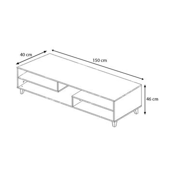 Meuble TV AMBER Chêne Gris - Foncé 150x40x46cm 3