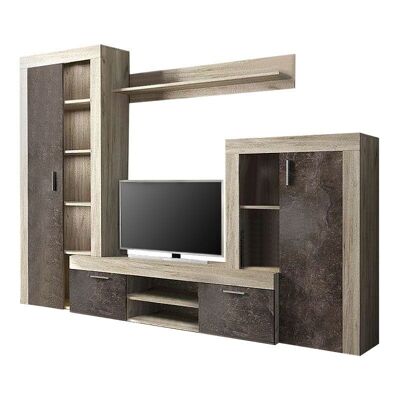 Mueble TV OLAF Roble Gris - Oscuro 300x40x200cm