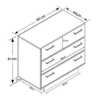 Commode LEANDRA Chêne Gris - Foncé 90x44x81cm 3