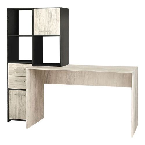 Office Desk and Bookcase Set MARTINA Anthracite - White Grey 170x35/60x76/151cm