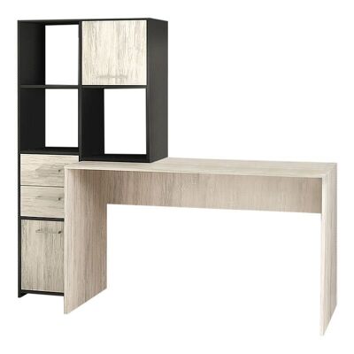 Office Desk and Bookcase Set MARTINA Anthracite - White Gray 170x35/60x76/151cm