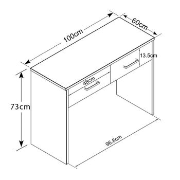 Bureau SARMA Blanc - Gris 100x60x73cm 3