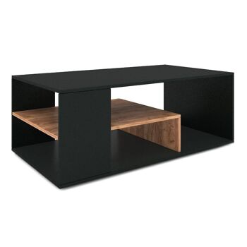 Table Basse ANGELA Noir - Noyer Clair 110x60x42cm 1