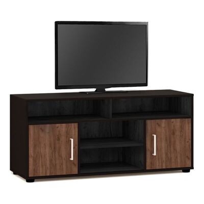 Mueble TV DISSOT Negro - Nogal claro 120x40x55cm