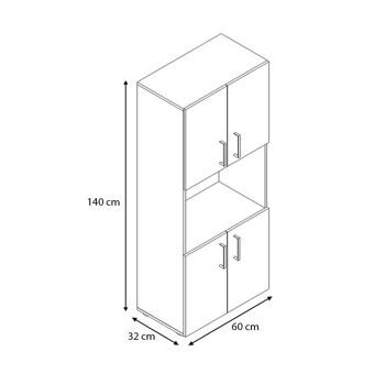 Armoire de cuisine CARMELLA Noyer clair 60x32x140cm 4