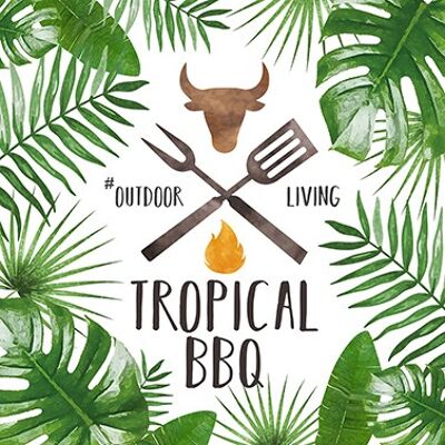 Barbacoa tropical blanca 33x33 cm