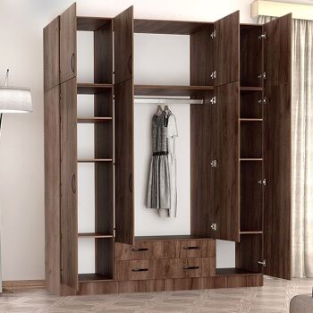 Armoire CAMILLE 4 portes Noyer Clair 2