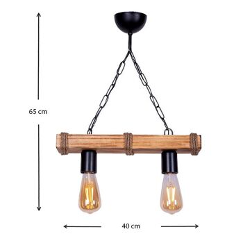 Lampe suspendue FOREST Noyer/Naturel 40x10x65cm 3