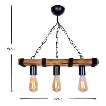 Lampe suspendue FOREST Noyer/Noir 50x10x65cm 3