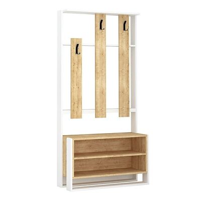 Entryway Furniture CAMINA Oak - White 90x36x180cm