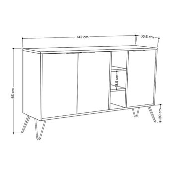 Buffet CALISTO Café Foncé - Effet Marbre Noir 142x35,6x83cm 4