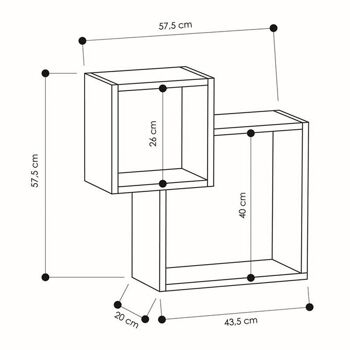 Etagère murale DOUBLE Blanc 57,5x20x57,5cm 3