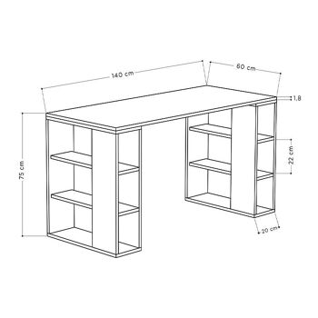 Bureau LEONY Chêne 140x60x75cm 5