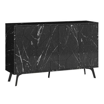 Buffet LUKAS Effet Marbre Noir 123x35x77,4cm 1