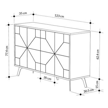 Buffet LUKAS Effet Marbre Noir 123x35x77,4cm 6