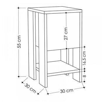 Table de chevet EMILIO Blanc 30x30x55cm 5